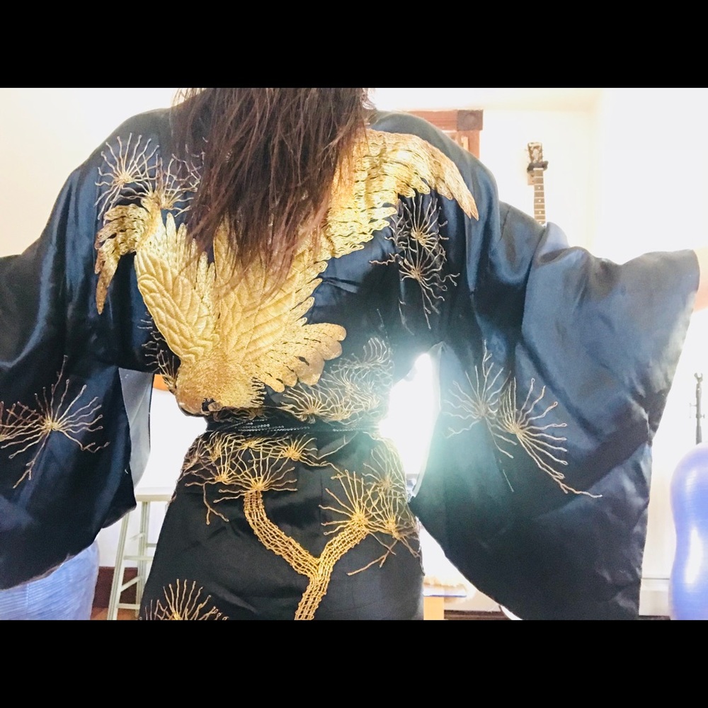 Authentic Japanese Phoenix Silken Kimono